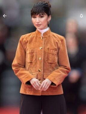 Sigrid Olsen Tan Jacket with Gold Buttons